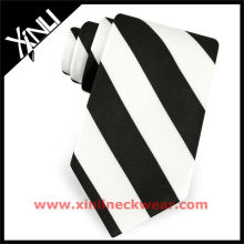 Cravate en soie tissée pour homme, bande noire et blanche